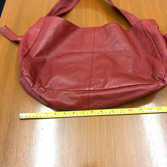 J.Jill Leather Hobo Slouch Tie Knot Large Red Handbag - Picture 12 of 16